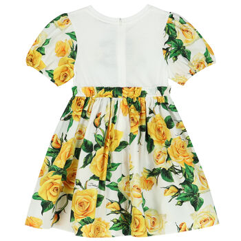 Girls Yellow & White Floral Dress